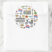 Netherland Doodle Pattern Ronde Sticker (Tas)