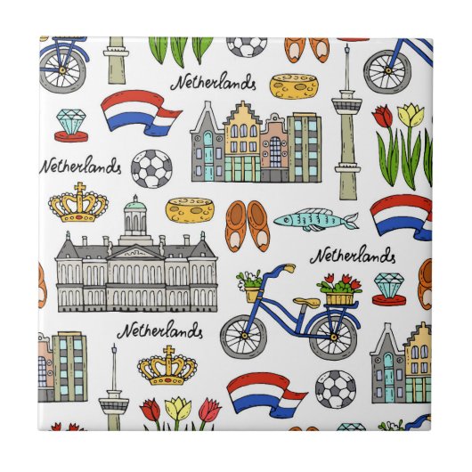 Netherland Doodle Pattern Tegeltje (Voorkant)