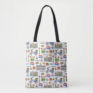 Netherland Doodle Pattern Tote Bag