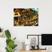 Netherlandish Proverbs, schilderij van Pieter Brue Poster (Thuiskantoor)