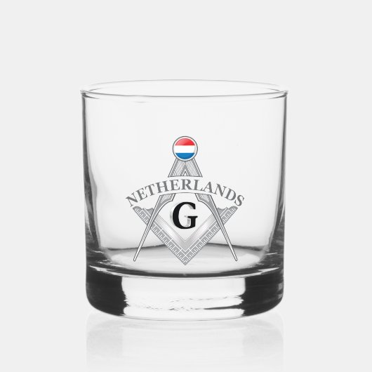 Netherlands freemasonry sign whisky glas (Voorkant)
