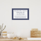 Netilat Yadayim Hebrew Blessing Hand-Washing Blue Poster (Keuken)