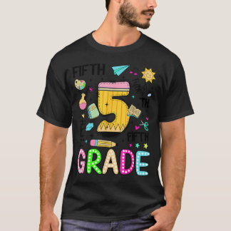 Netjes vijfde klas terug naar school potlood stude t-shirt