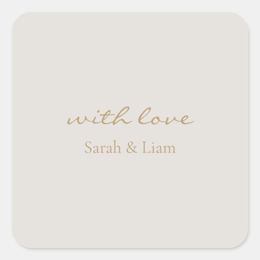 Netral chic met liefde cadeau gunst bruiloft Stick Vierkante Sticker (Voorkant)