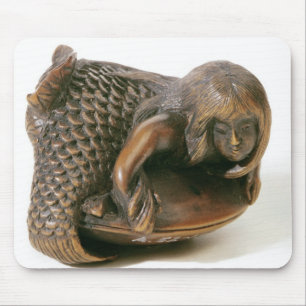 Netsuke, gekaard in de vorm van een zeemeermin muismat