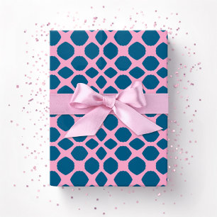 Netta Twist Lattice in Roze en Diep Aqua Cadeaupapier