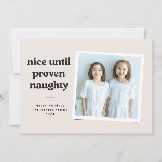 Nette tot ondeugende fotokaart - zwart feestdagenkaart (Voorkant)