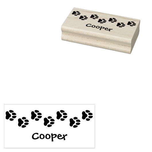 Nette Trail of Dog Paw Prints Met Naam Rubberstempel (Gestempeld)