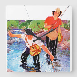 Netting A Fish door R.J. Cavaliere Vierkante Klok