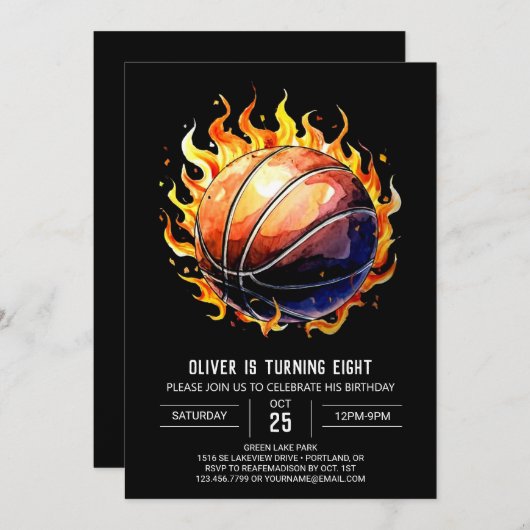 Netto Printable Custom Basketbal Verjaardag Kaart (Voorkant / Achterkant)
