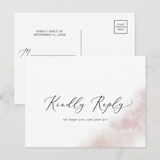 Nettoyage aquarelle | Blush Song RSVP carte postal (Devant / Derrière)