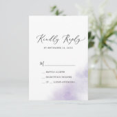 Nettoyage aquarelle | Carte RSVP simple violet (Debout devant)