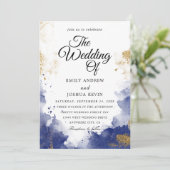 Nettoyage aquarelle | Faire-part de mariage bleue (Debout devant)