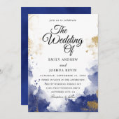 Nettoyage aquarelle | Faire-part de mariage bleue (Devant / Derrière)