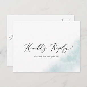 Nettoyage aquarelle Menu bleu carte postale RSVP