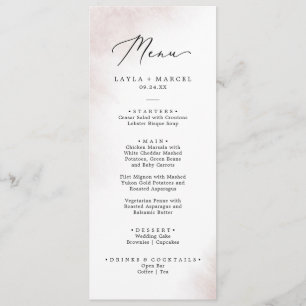 Nettoyage aquarelle   Menu Dîner Mariage Blush