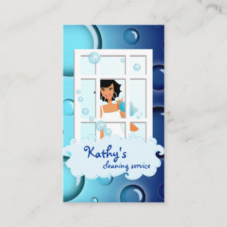 Nettoyage Carte de visite bleu bulles cheveux noir