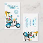 Nettoyage Carte de visite Scooter fille Bleu Blanc (Devant / Derrière)