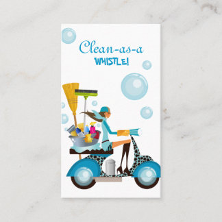 Nettoyage Carte de visite Scooter fille Bleu Blanc