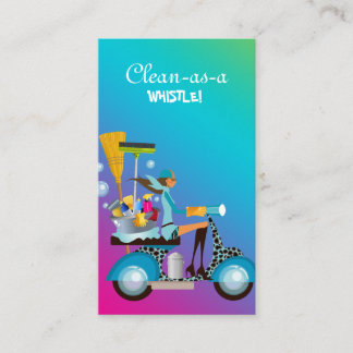 Nettoyage Carte de visite Scooter fille rose bleu