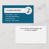 Nettoyage de la maison Cartes de visite simples (Devant / Derrière)