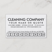 nettoyage de maison. carte perforée de fidélité (Dos)