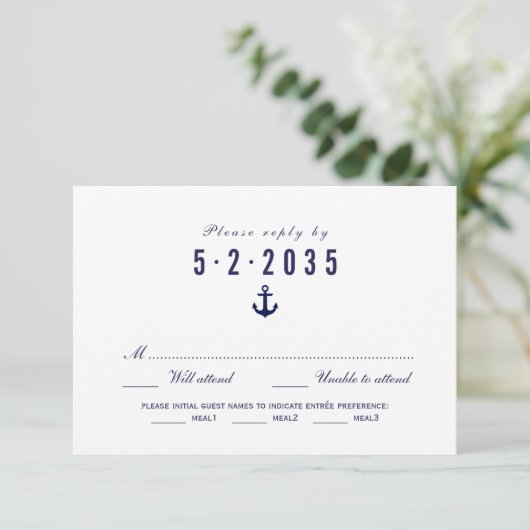 Nettoyer Blanc Nautique Mariage RSVP Carte choix d (Debout devant)
