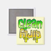 Nettoyer Lave-vaisselle sale Magnet Vert Jaune (Recto/Verso)