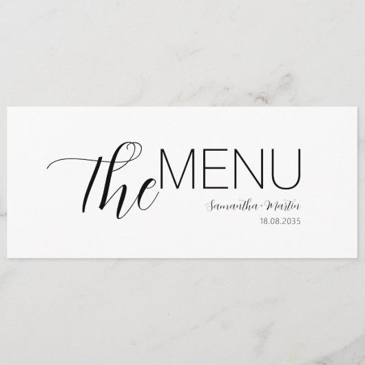Nettoyer le menu Mariage de script de texte minima (Dos)