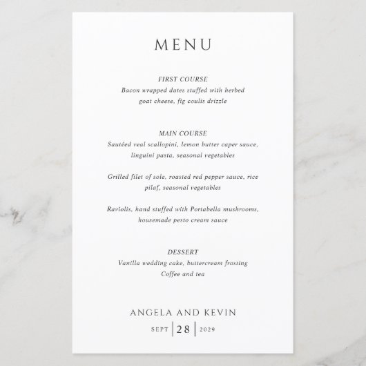 Nettoyer le menu Mariage moderne noir et blanc (Devant)