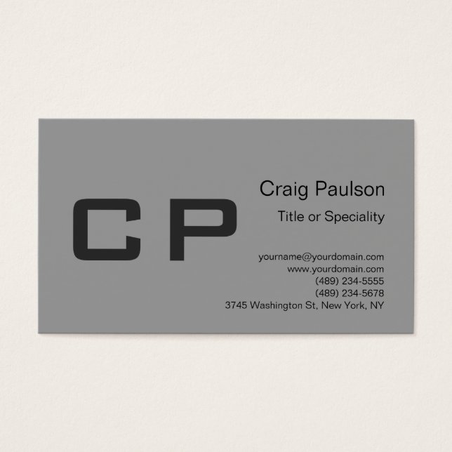 Nettoyer Monogramme gris simple Carte de profil mo (Devant)