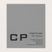 Nettoyer Monogramme gris simple Carte de visite mo (Extérieur déplié)