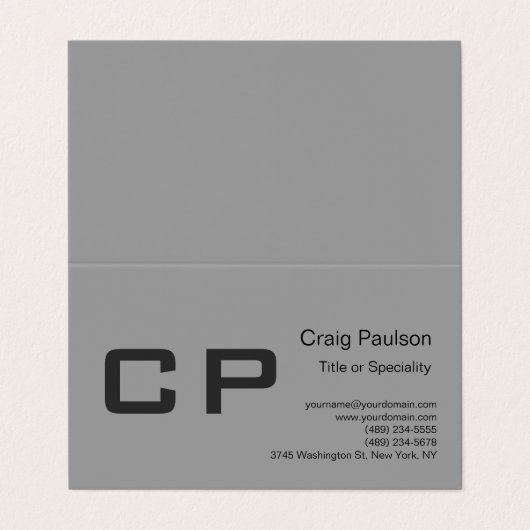 Nettoyer Monogramme gris simple Carte de visite mo (Extérieur déplié)