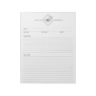 Nettoyer + Simple Monogramme Recette Bloc-notes II