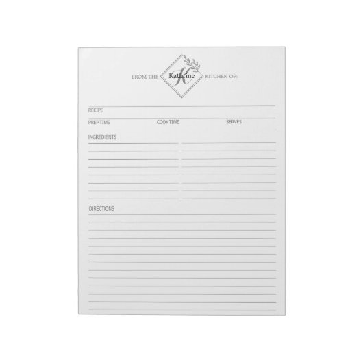 Nettoyer + Simple Monogramme Recette Bloc-notes II (Tourné)