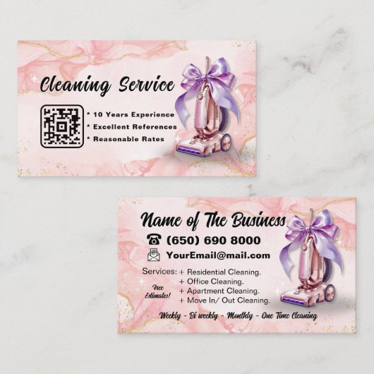 Nettoyeurs de vide Services de nettoyage Carte de (Devant / Derrière)