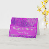 Netwerken in Pink Geometric Abstract Birthday Kaart (Gele Bloem)