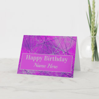 Netwerken in Pink Geometric Abstract Birthday Kaart