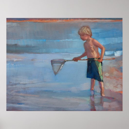 Netwerken - Jongen met net bij Beach Poster (Voorkant)