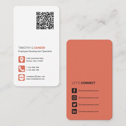 Netwerken QR-code eenvoudige sociale media terraco Visitekaartje (Voorkant / Achterkant)