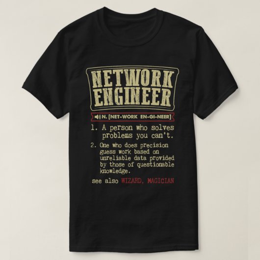 Network Engineer Gift Funny Dictionary Definition T-shirt (Design voorkant)