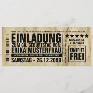 NEU: Einladung zum 60. Geburtstag mit Barcode Kaart