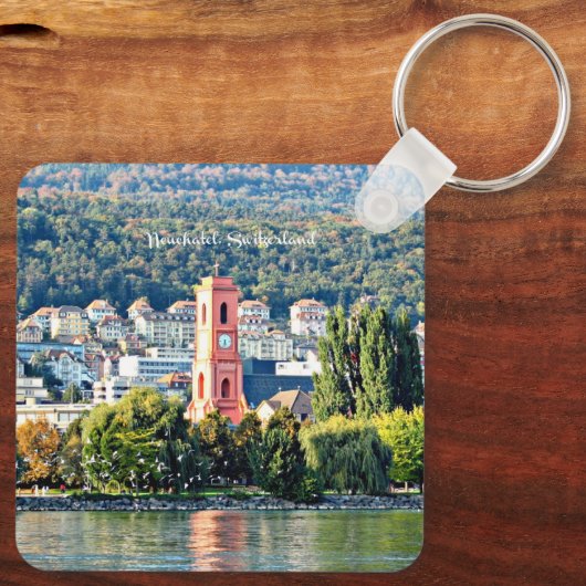 Neuchatel, Zwitserland landschap Sleutelhanger (Achterkant)