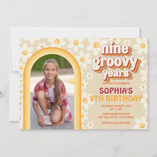 Neuf ans Super 9e anniversaire Invitation photo | (Devant)
