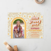 Neuf ans Super 9e anniversaire Invitation photo | (Devant/Arrière en situation)