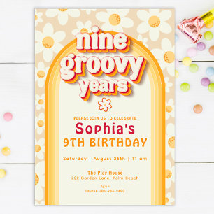 Neuf ans Super 9e anniversaire Invitation   Retro