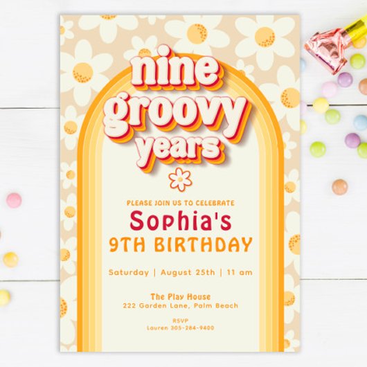 Neuf ans Super 9e anniversaire Invitation | Retro
