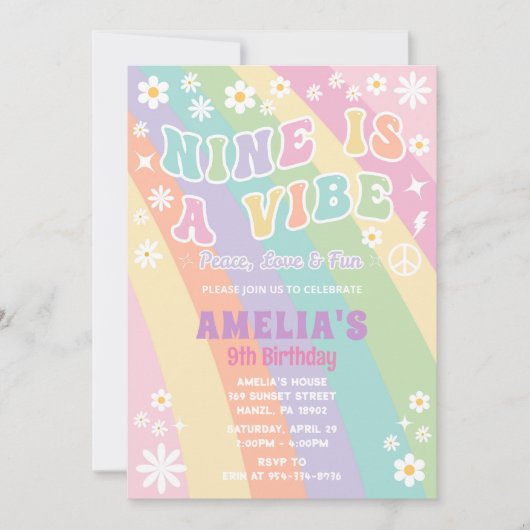 Neuf est une invitation à l'anniversaire de vibe (Devant)