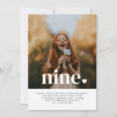 Neuf Heart Photo First Birthday Invitation (Devant)