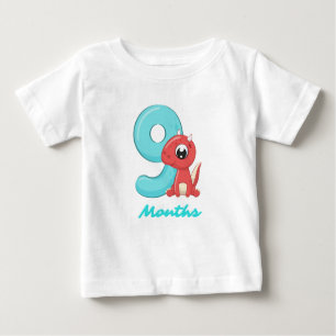 Neuf Mois mignon dinosaure Baby T-shirt